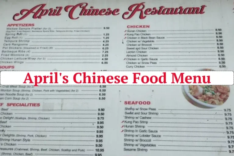 April's Chinese Food Menu