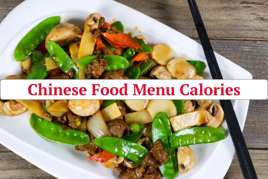 Chinese Food Menu Calories