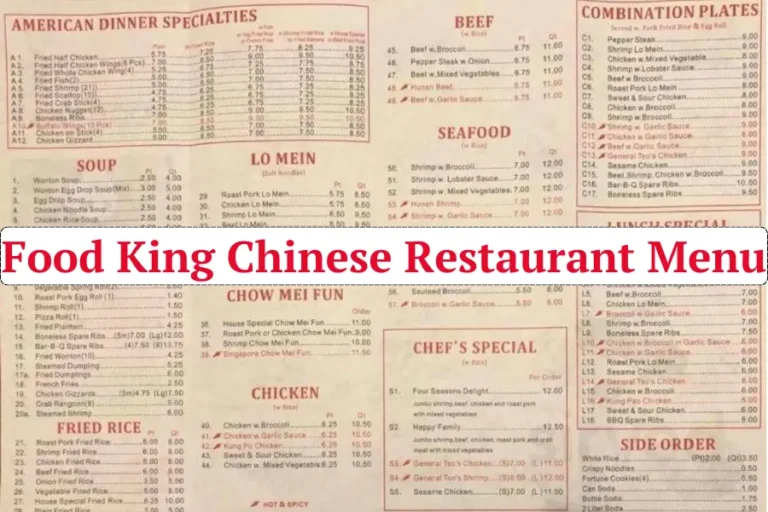 Food King Chinese Restaurant Menu