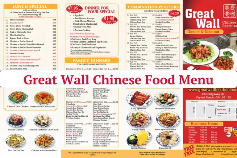 Great Wall Chinese Food Menu