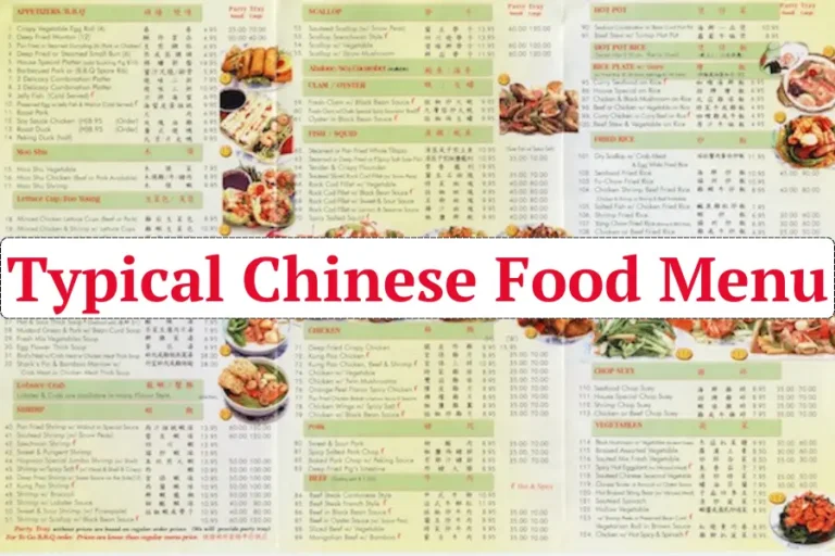 Typical Chinese Food Menu