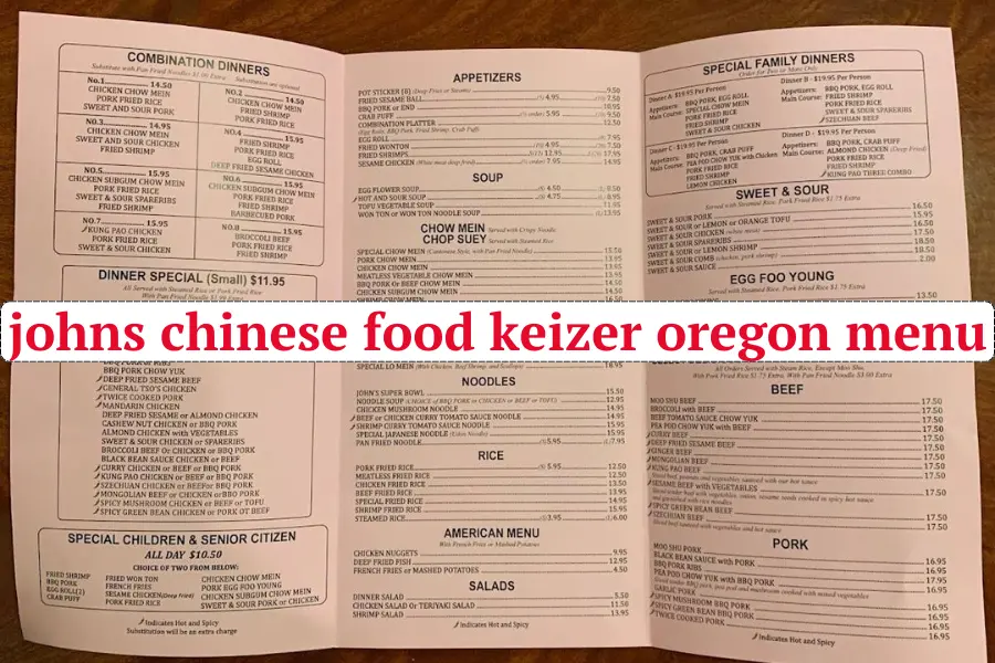 johns chinese food keizer oregon menu